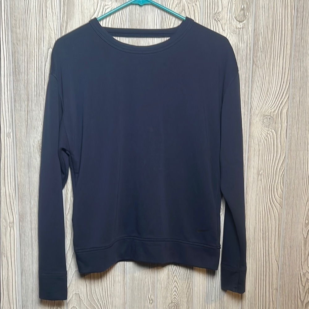 Nike Women's Dri-Fit L/S Versa Open Back Training Top Navy Blue Size XS